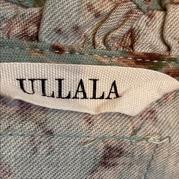 Ullala Brown and Blue Pajama Set with Empire Waist and Ruffled Cuffs - Picture 2 of 7